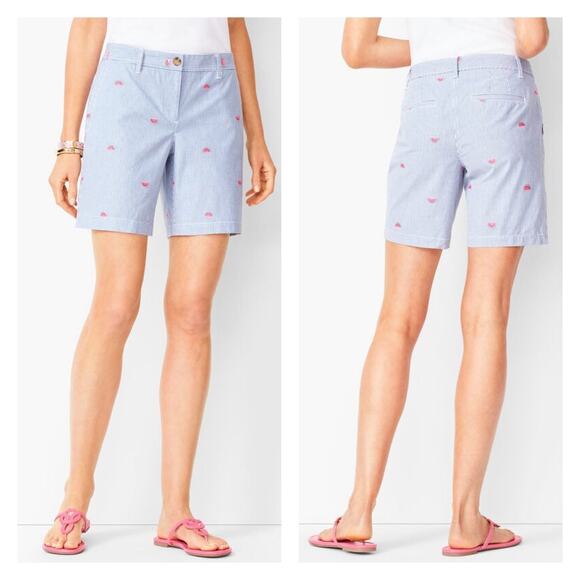 Talbots Girlfriend Chino Watermelon Embroidered Short Size 2 - Picture 1 of 10